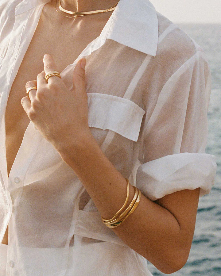Kirstin Ash Fold Bangle 18ct Gold Plated