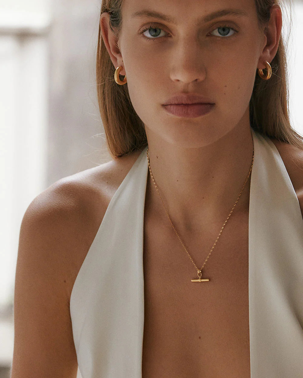 Kirstin Ash Roam T-Bar Necklace 18ct Gold Vermeil