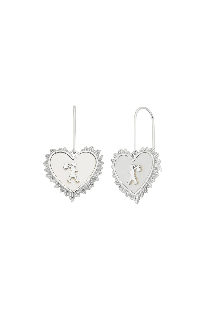 Karen Walker Silver Runaway Flaming Mother Of Pearl Earrings