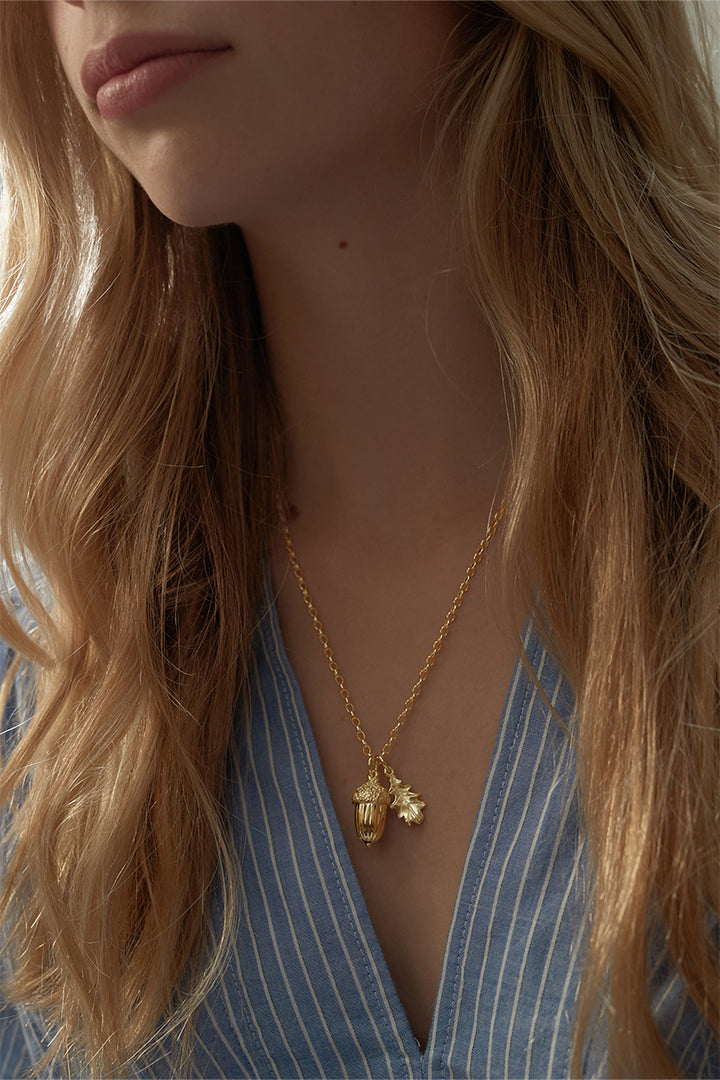 Karen Walker Gold Plated Acorn & Leaf Charm