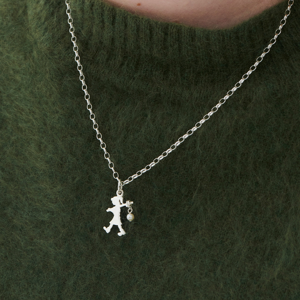 Karen Walker Silver Girl With Pearl Necklace