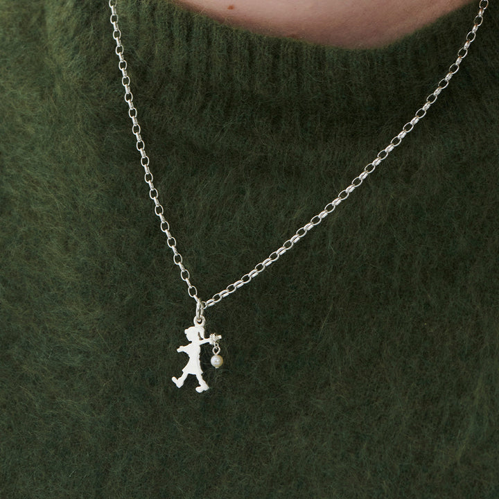 Karen Walker Silver Girl With Pearl Necklace