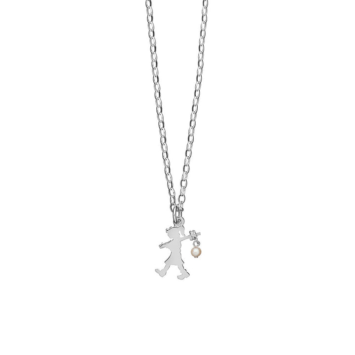 Karen Walker Silver Girl With Pearl Necklace