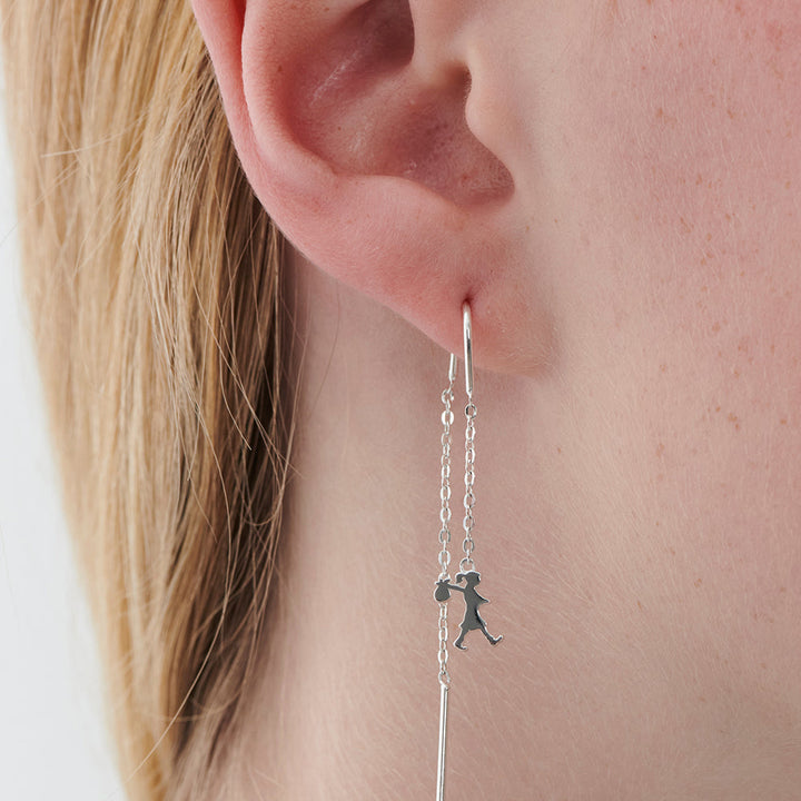 Karen Walker Silver Runaway Girl Thread Earrings