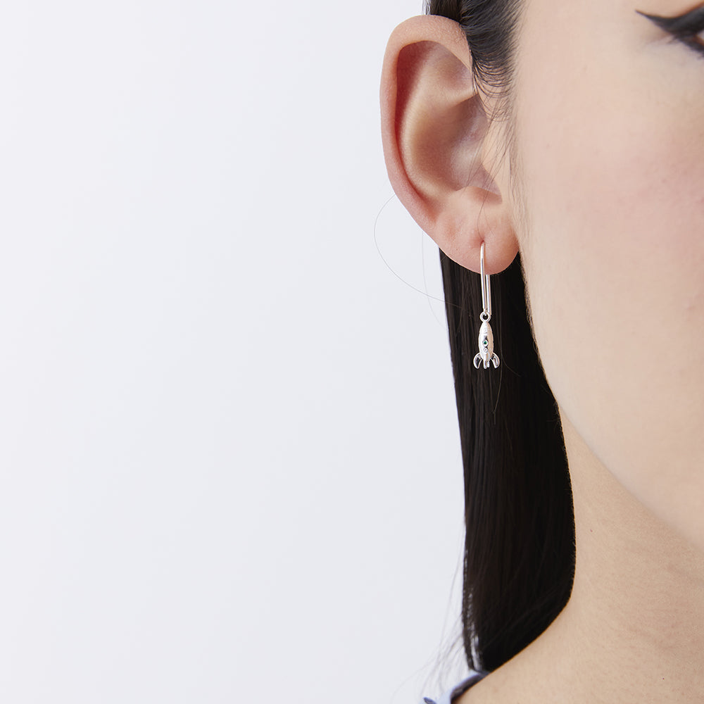 Karen Walker Silver Mini Rocket Earrings
