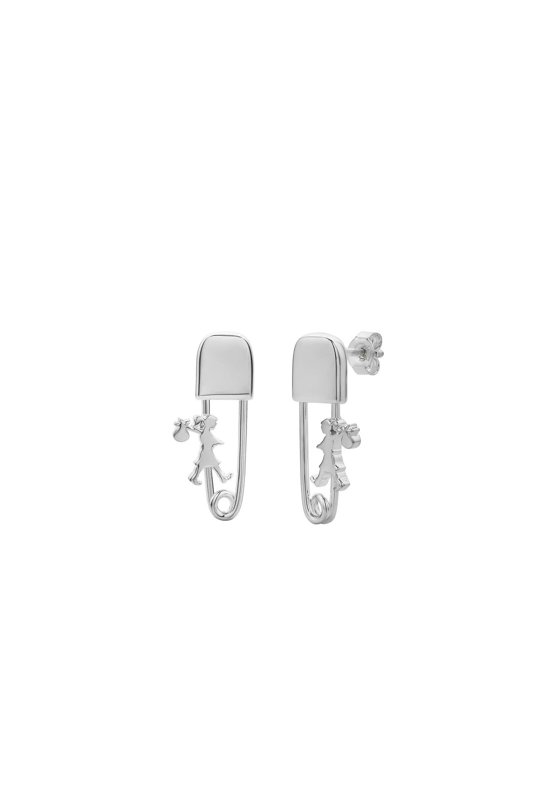 Karen Walker Silver Mini Runaway Safety Pin Studs