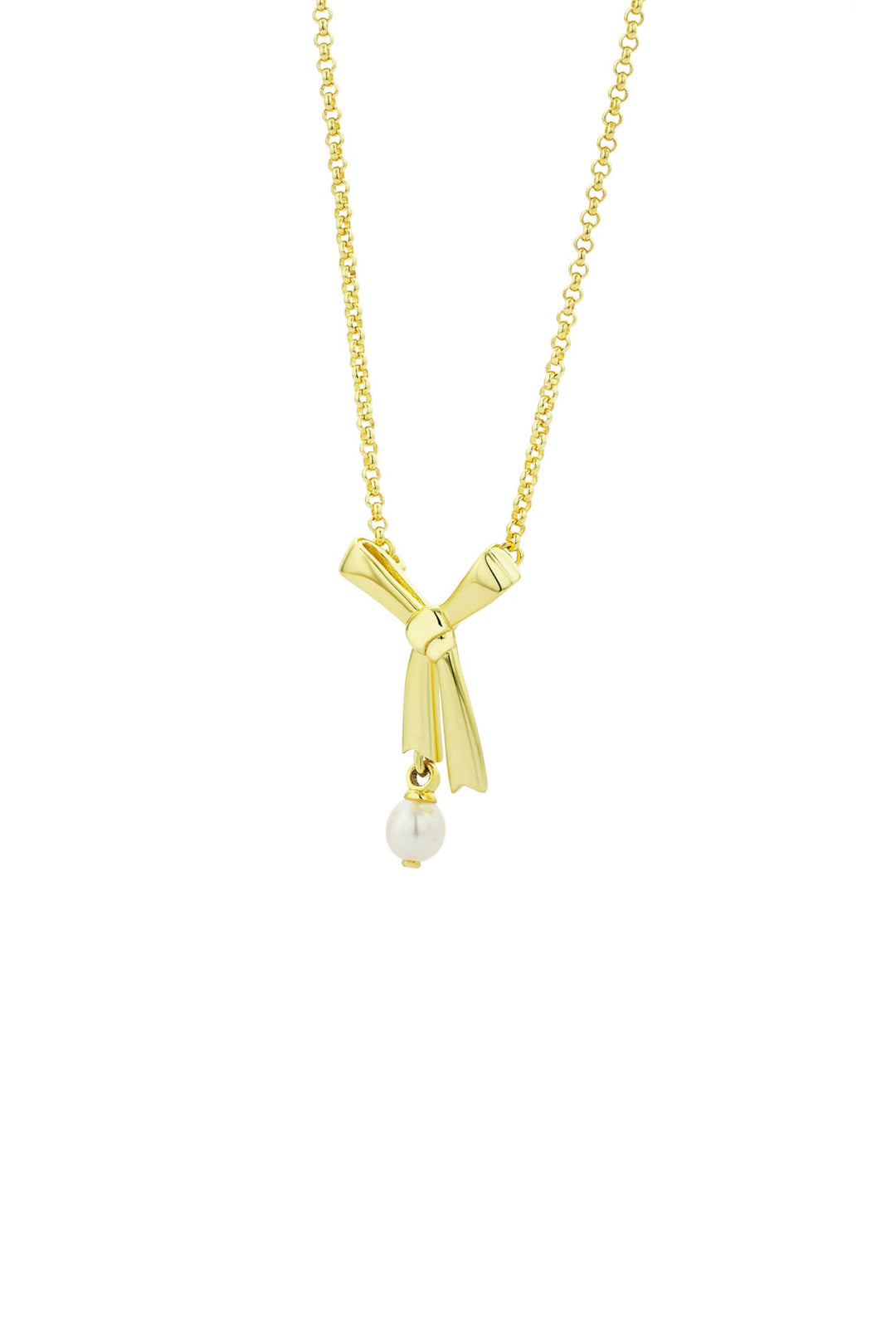 Karen Walker Gold Plated Pearl Bow Necklace 45cm