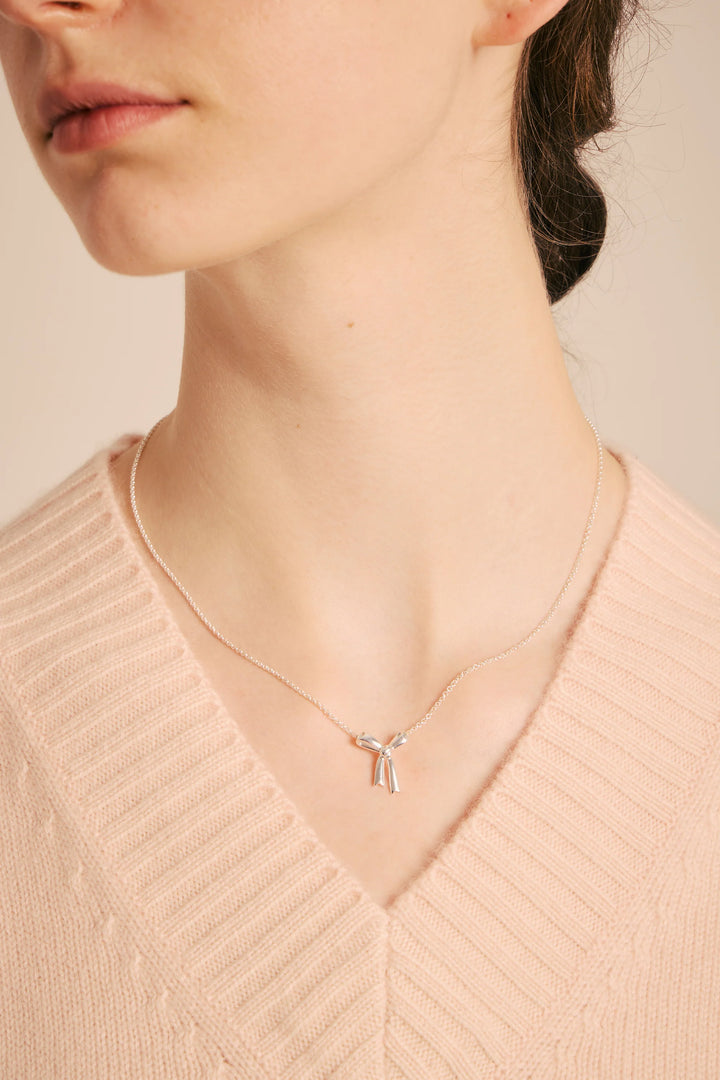 Karen Walker Silver Small Bow Necklace 45cm