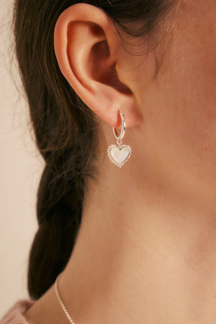Karen Walker Silver Flaming Mother Of Pearl Hoops