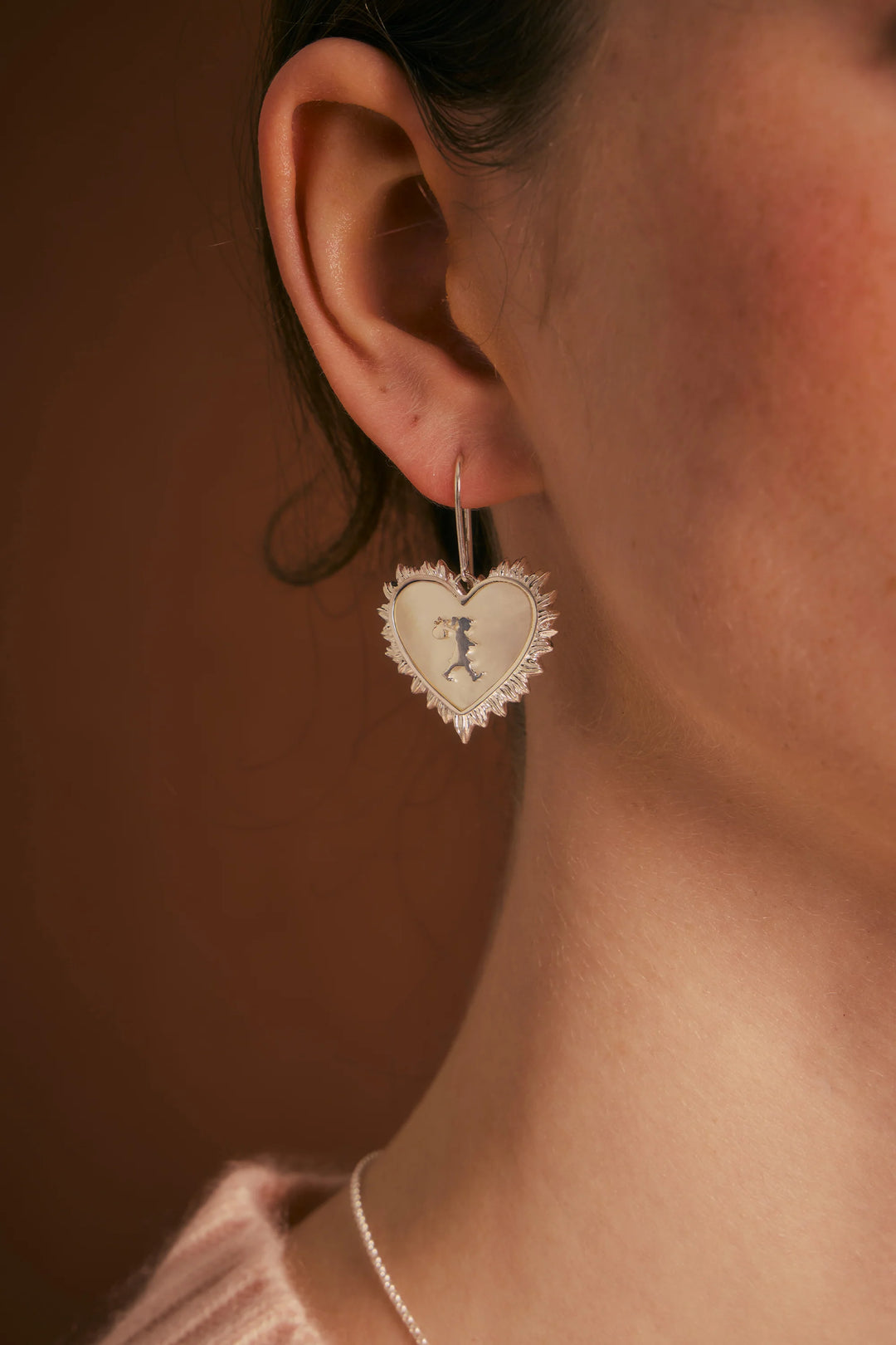 Karen Walker Silver Runaway Flaming Mother Of Pearl Earrings