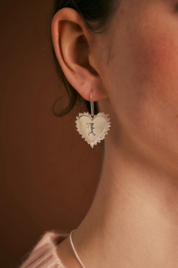 Karen Walker Silver Runaway Flaming Mother Of Pearl Earrings