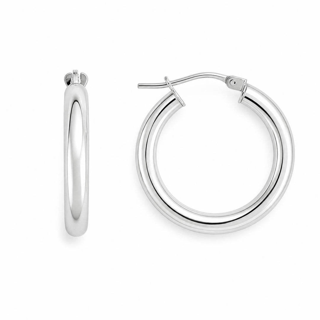 LT Sterling Silver Thick 22mm Tube Hoop Earrings