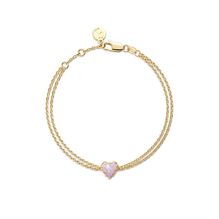 Stolen Gold Plated Love Claw Bracelet - Pink Bello Opal