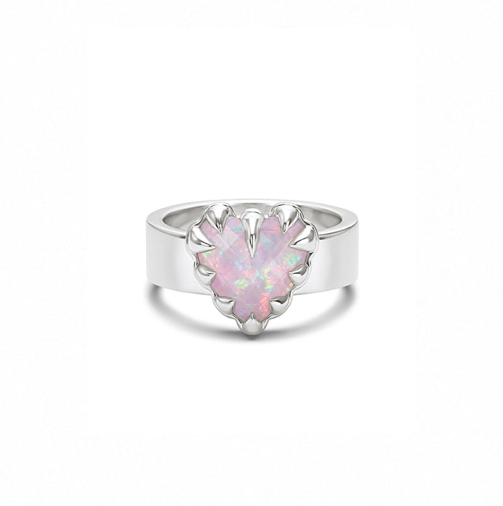 Stolen Silver Love Claw Ring  - Pink Bello Opal