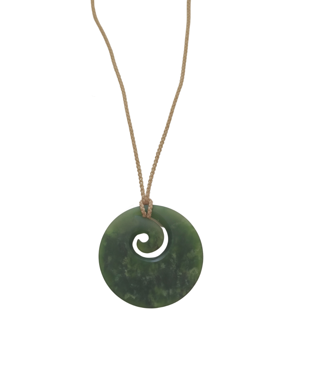 New Zealand Greenstone Disc with Koru 50mm