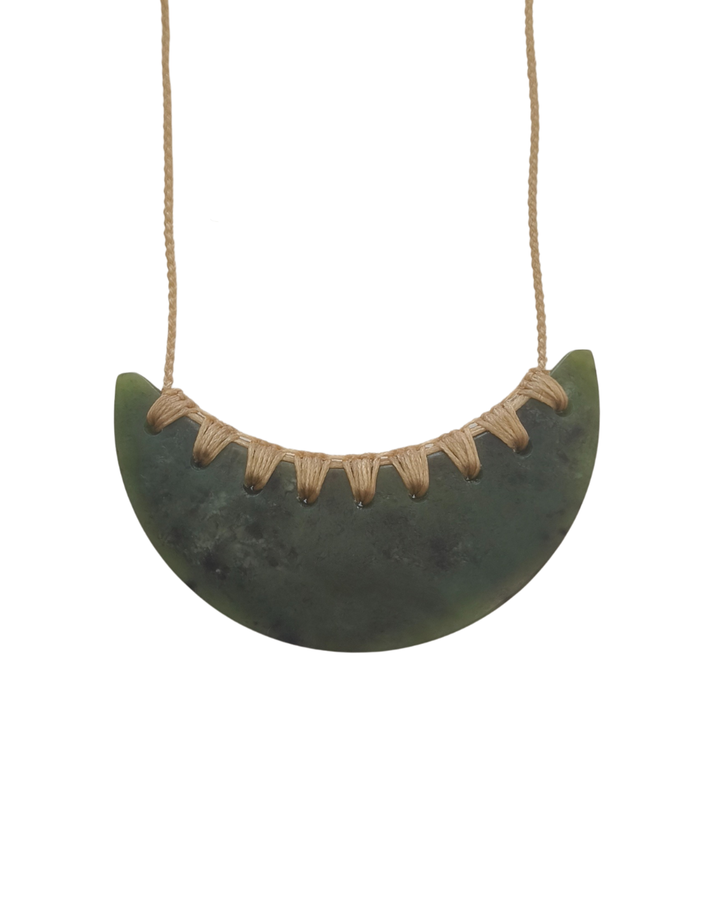 New Zealand Greenstone Large Crescent Breast Plate 95mm Wide