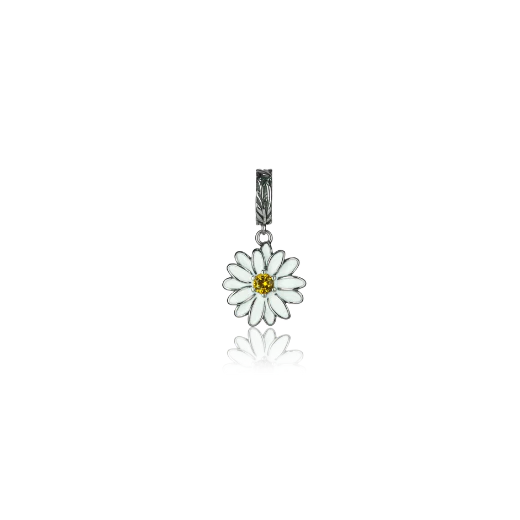 Evolve Silver & Enamel White Daisy Dangle Charm