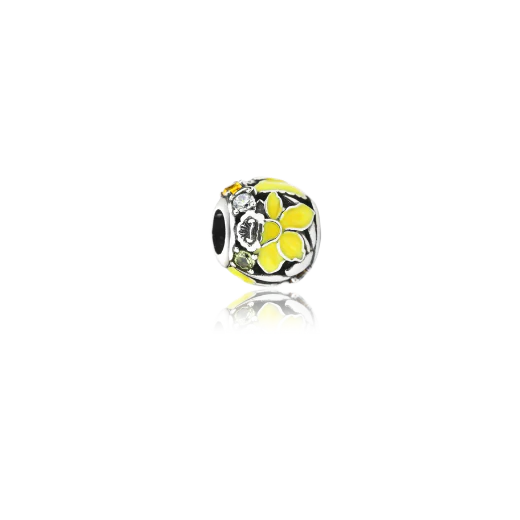 Evolve Silver & Enamel Daffodil Charm