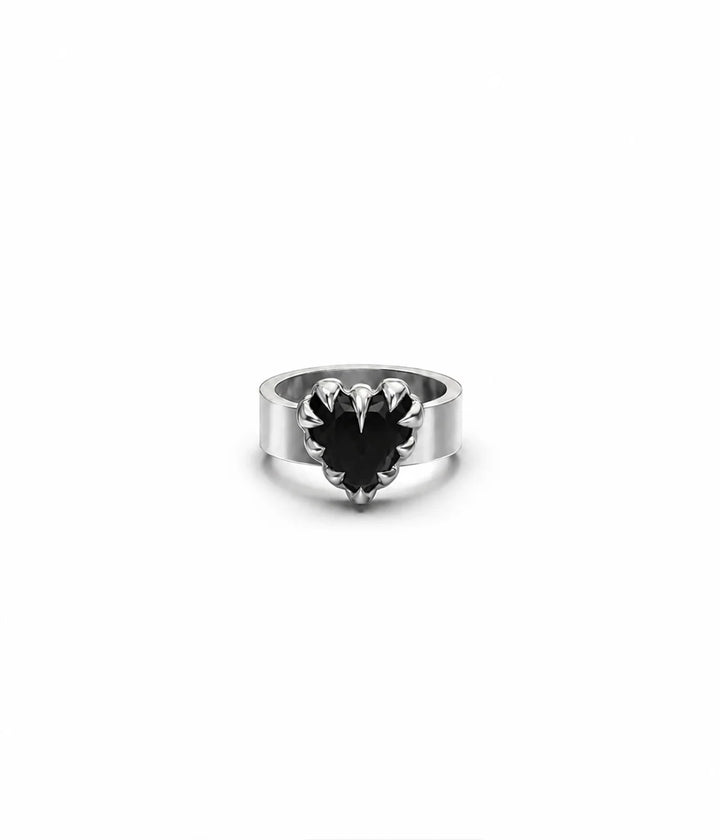 Stolen Silver Love Claw Ring - Onyx