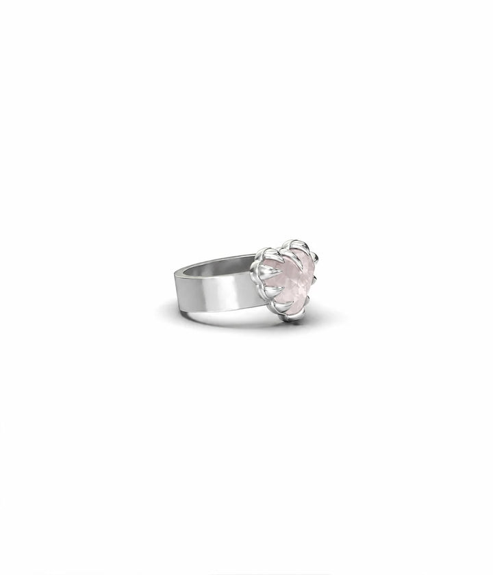 Stolen Silver Love Claw Ring  - Rose Quartz