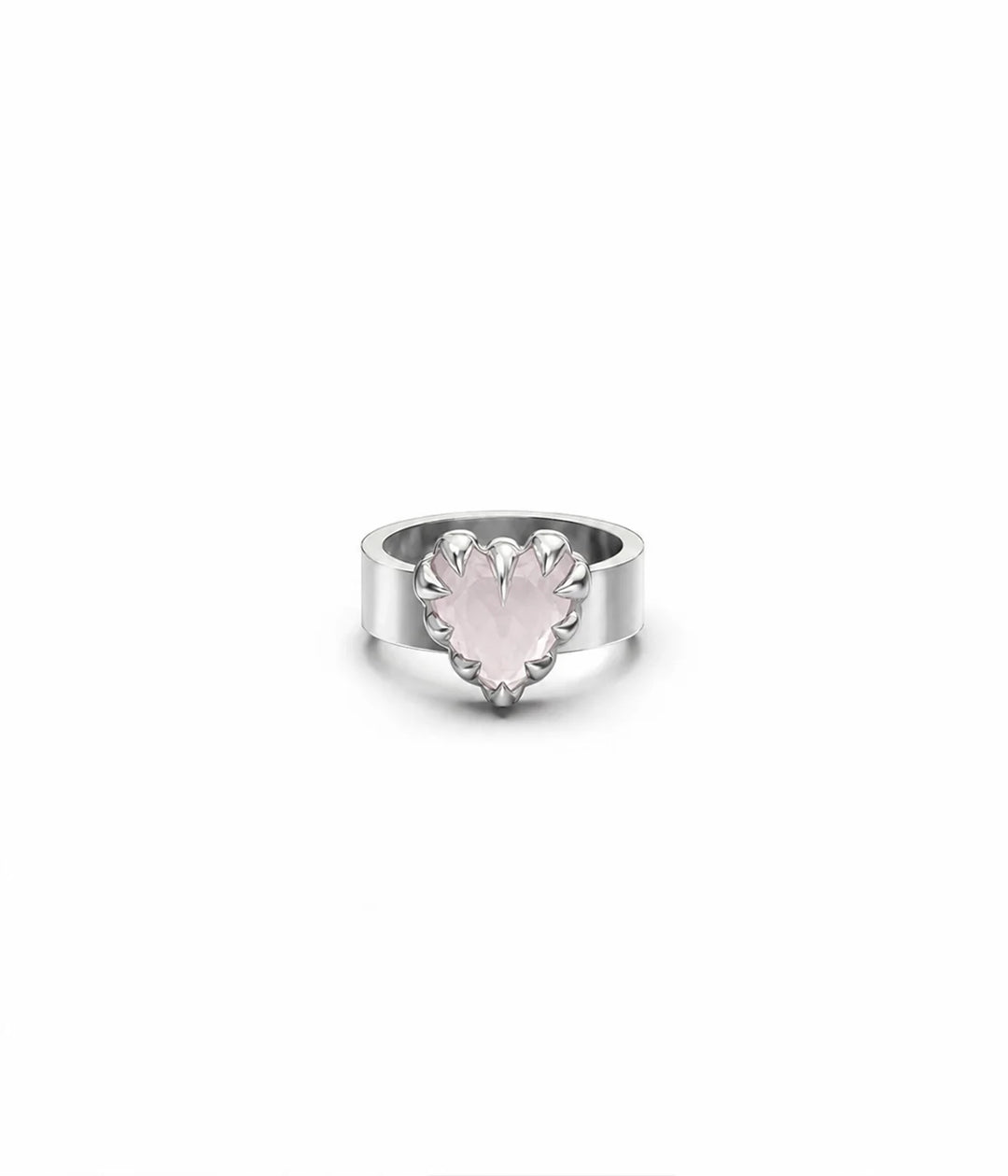 Stolen Silver Love Claw Ring  - Rose Quartz
