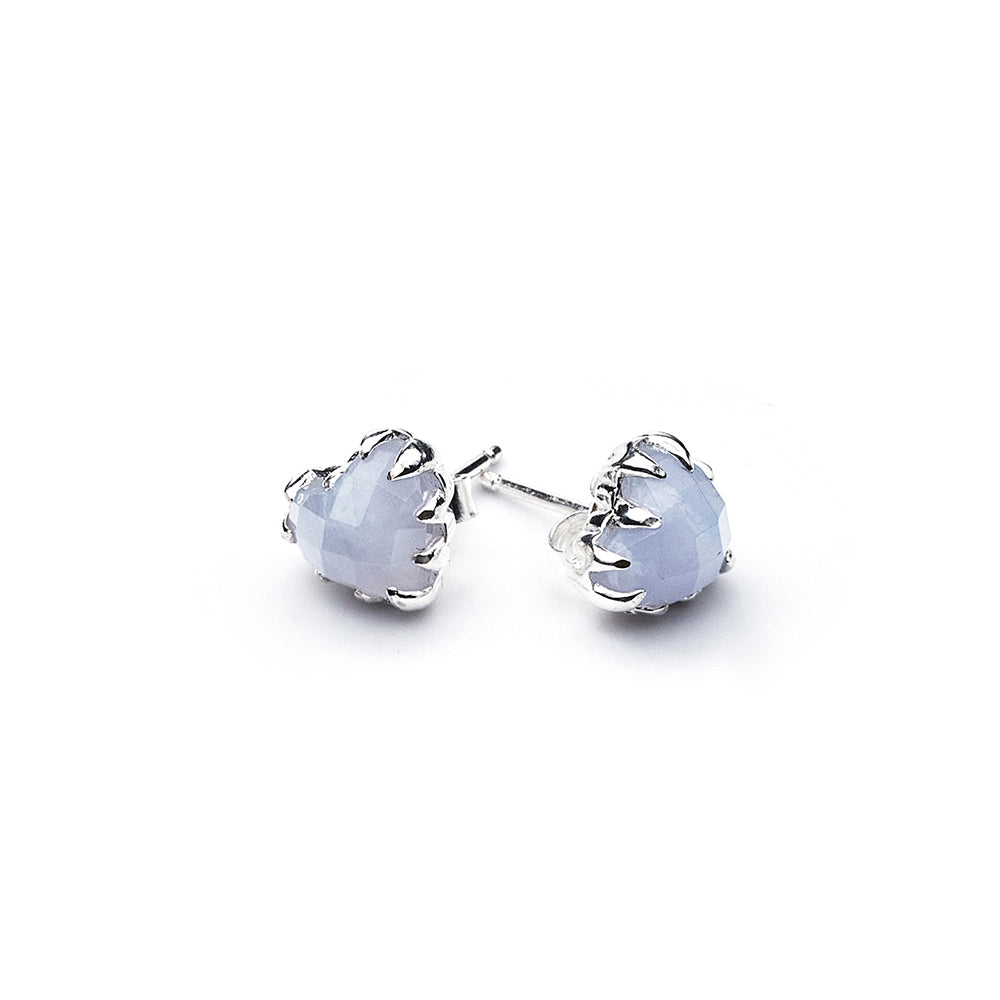 Stolen Silver Love Claw Earrings - Blue Lace Agate