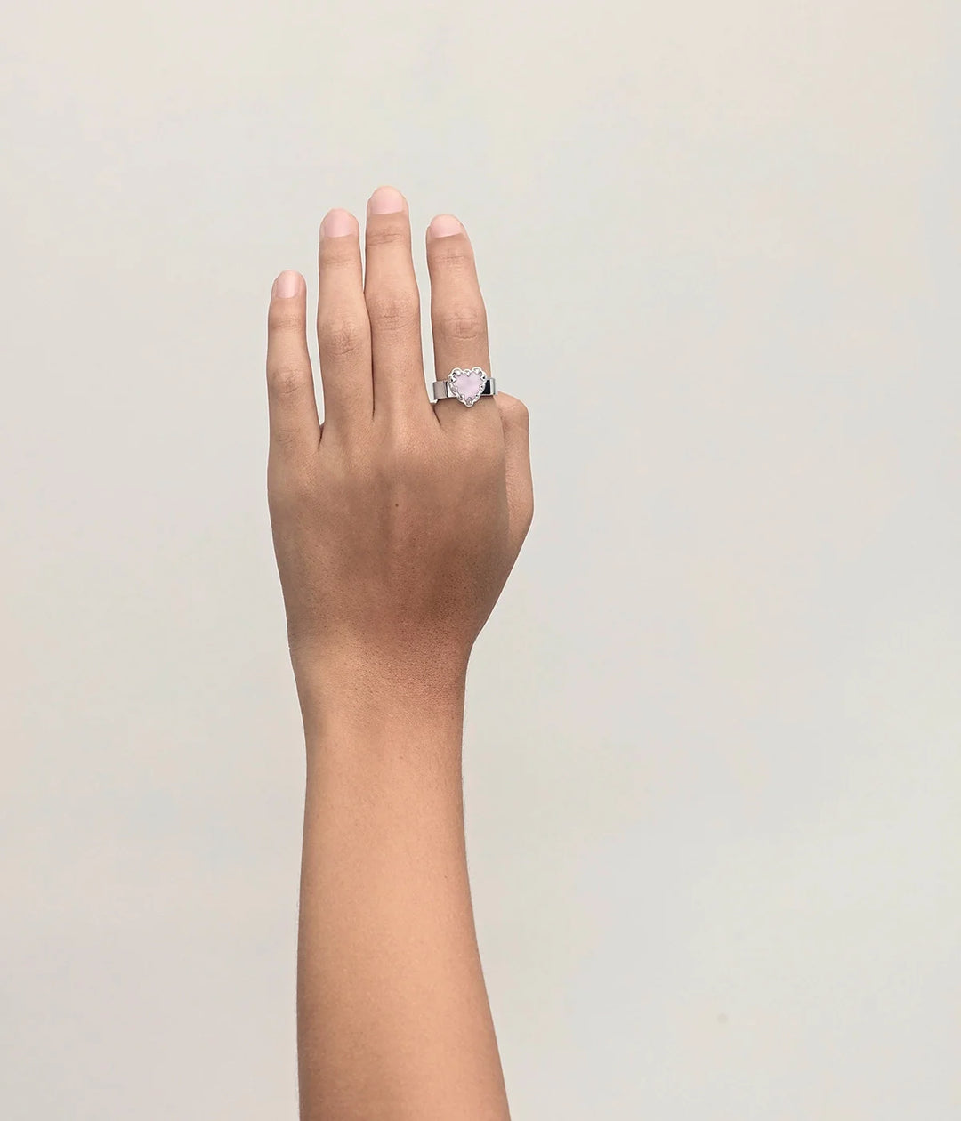 Stolen Silver Love Claw Ring  - Rose Quartz