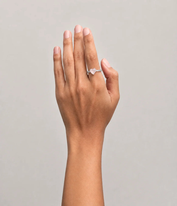 Stolen Silver Mini Claw Ring Rose Quartz