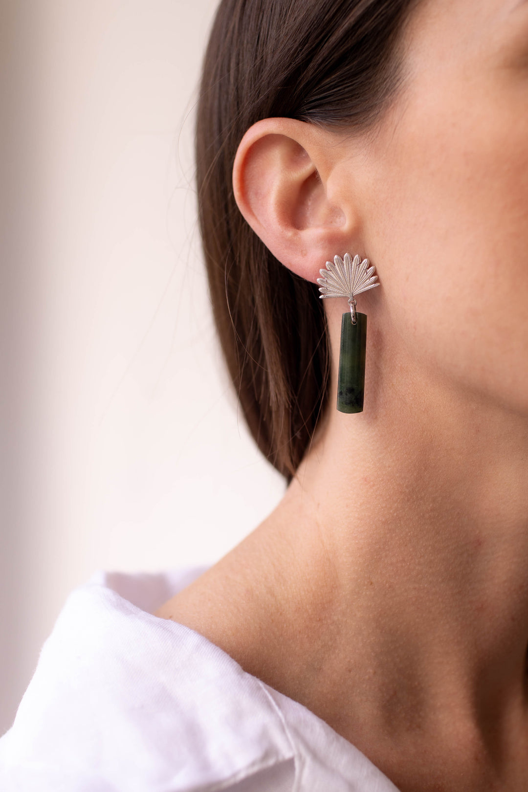 Boh Runga Pounamu Piwakawaka Drop Earrings
