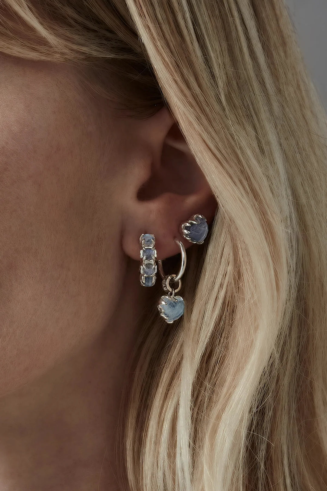 Stolen Silver Love Claw Earrings - Moonstone