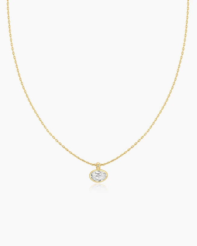 Ania Haie Gold Plated Bezel Orgnaic Pebble Necklace