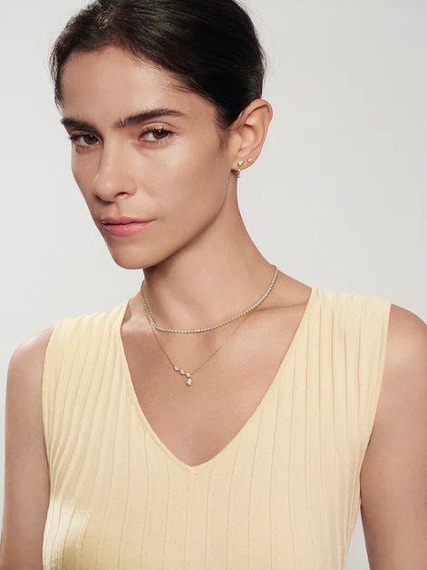 Ania Haie Gold Plated Teardrop & Bezel Round Dangle Stud Earrings