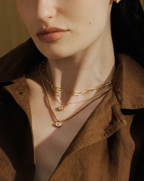 Ania Haie Gold Plated Bezel Orgnaic Pebble Necklace