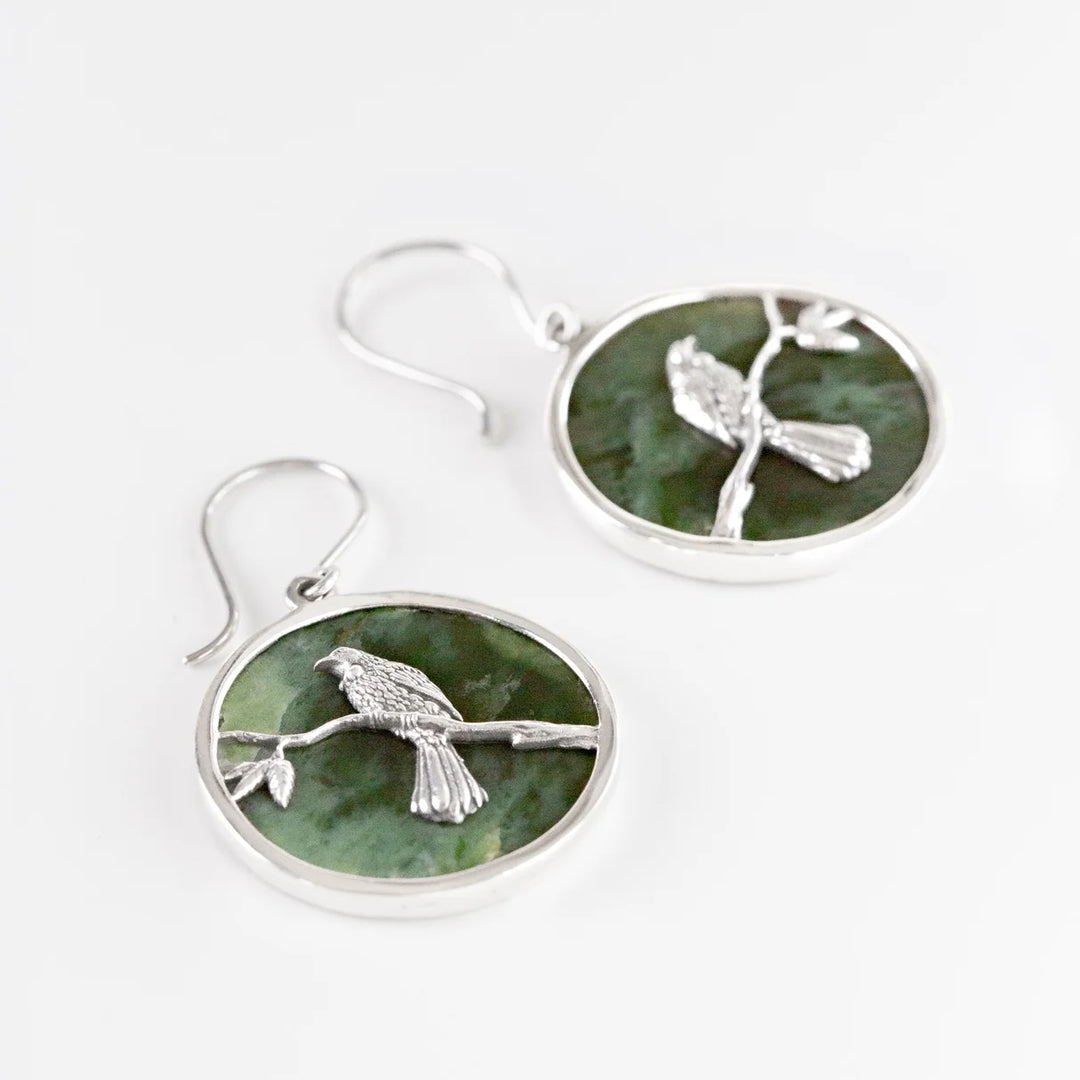 Nick Von K Sterling Silver Native Tui Pounamu Earrings