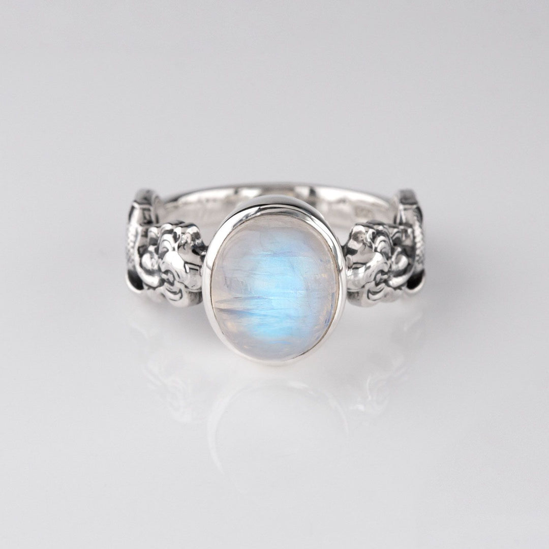 Nick Von K Sterling Silver with Rainbow Moonstone Mermaid Ring