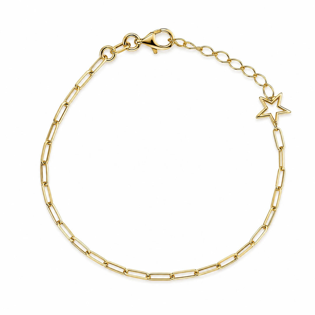 LT Gold Plated Star Paper Clip Chain Bracelet