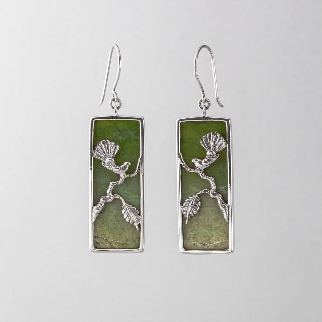 Nick Von K Sterling Silver and Pounamu Calypso Earrings