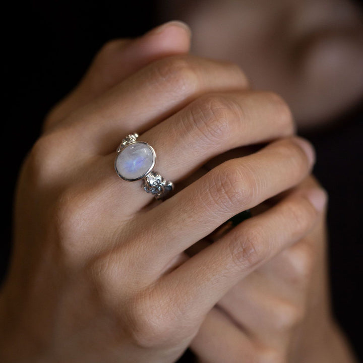 Nick Von K Sterling Silver with Rainbow Moonstone Mermaid Ring