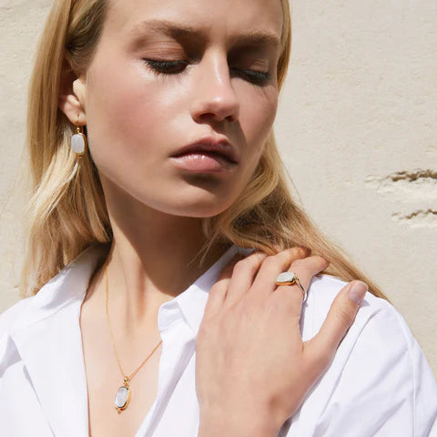 Najo Fleur Moonstone Silver & Gold Plated Ring