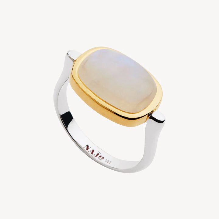 Najo Fleur Moonstone Silver & Gold Plated Ring
