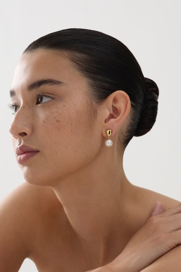 Najo Islander Gold Plated Pearl Earrings