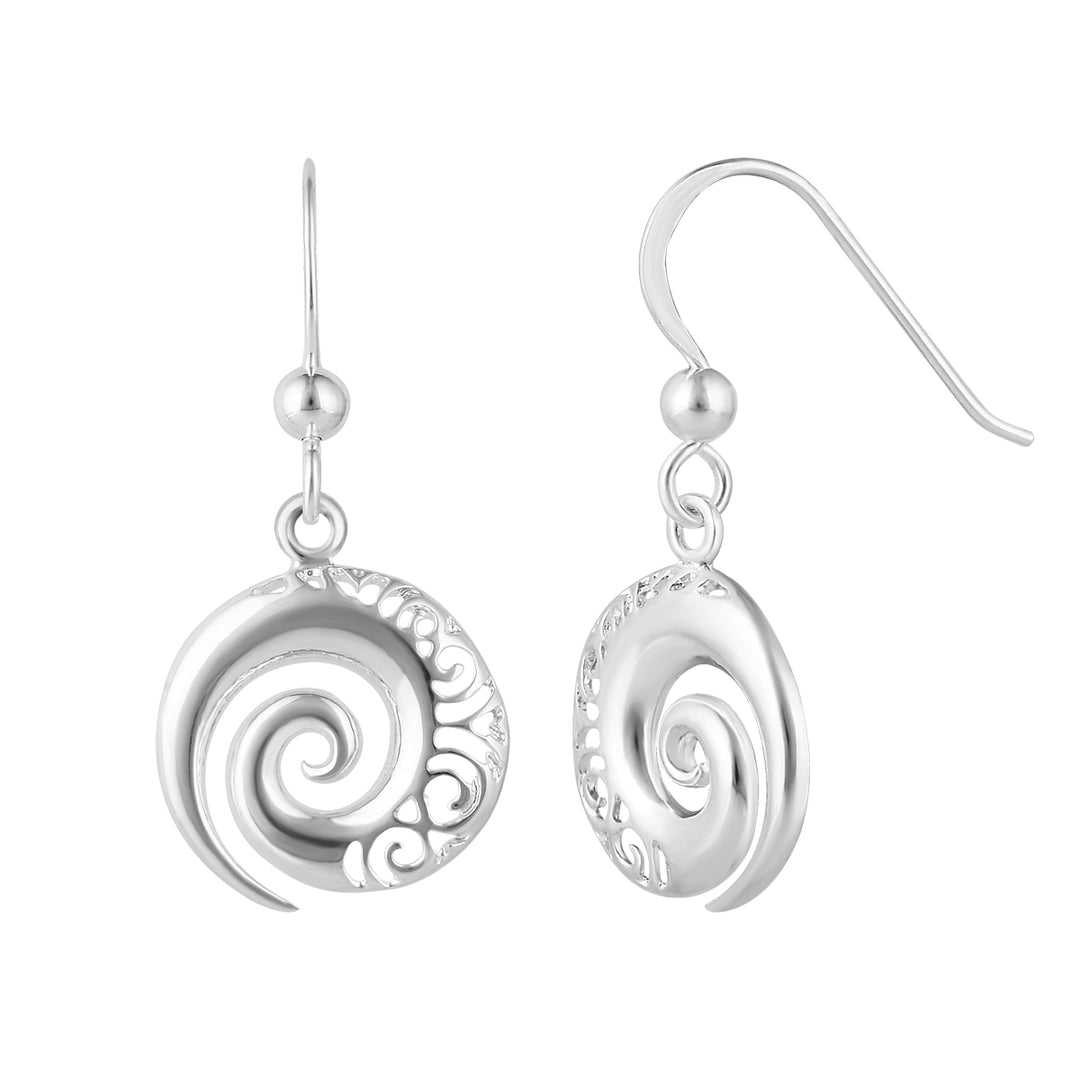 LT Sterling Silver Koru Spiral Earrings
