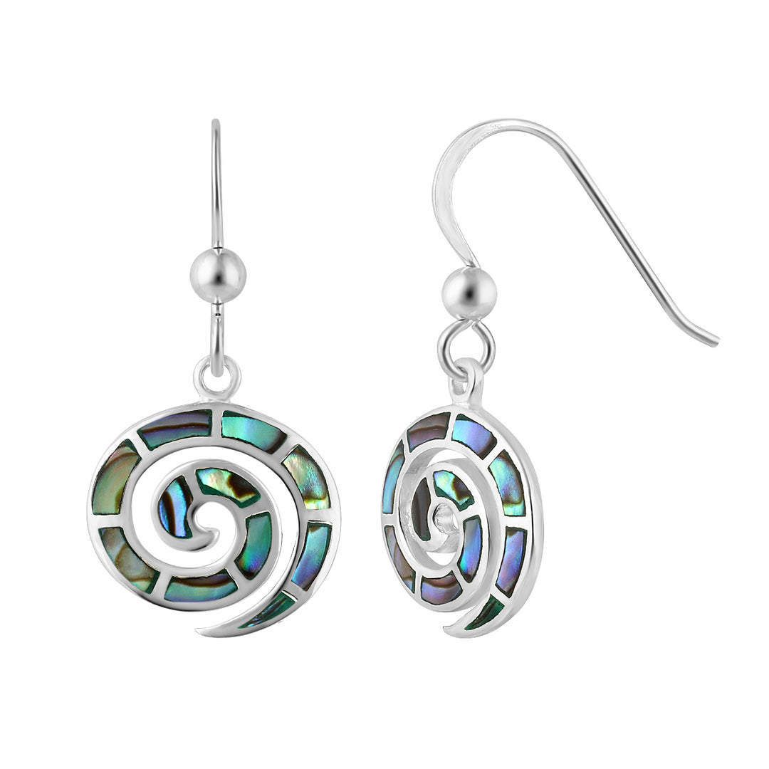 LT Sterling Silver Paua Spiral Earrings