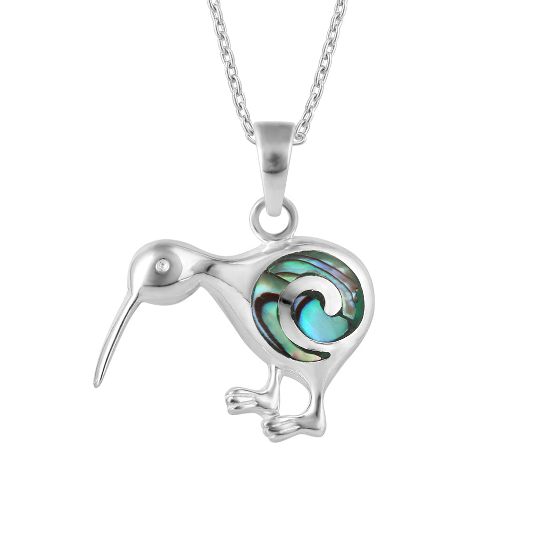 LT Sterling Silver and Paua Kiwi Necklace