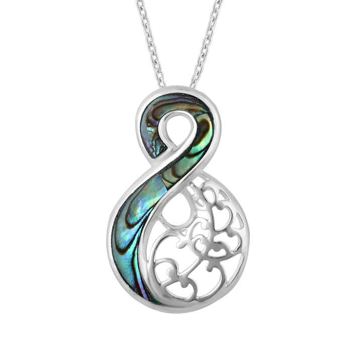 LT Sterling Silver Paua Kumara/Twist Openwork Necklace