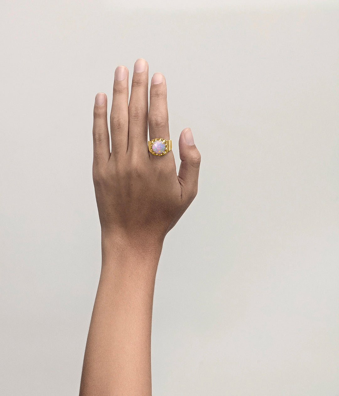Stolen Gold Plated Claw Ring  - Pink Bello Opal