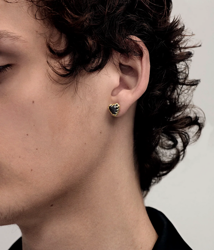 Stolen Gold Plated Love Claw Earrings - Onyx
