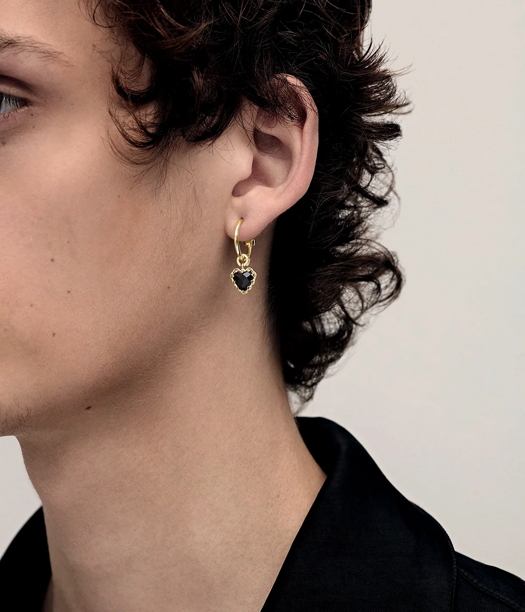 Stolen Gold Plated Love Anchor Earring - Onyx
