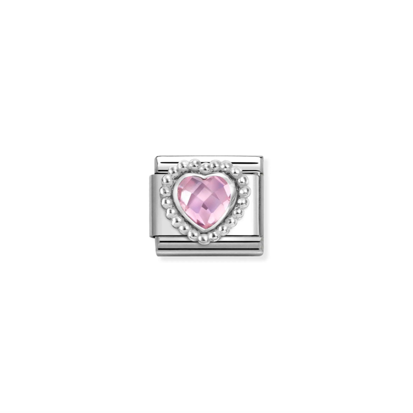 Nomination Classic Link 330606/003 Pink Heart with Beaded Setting
