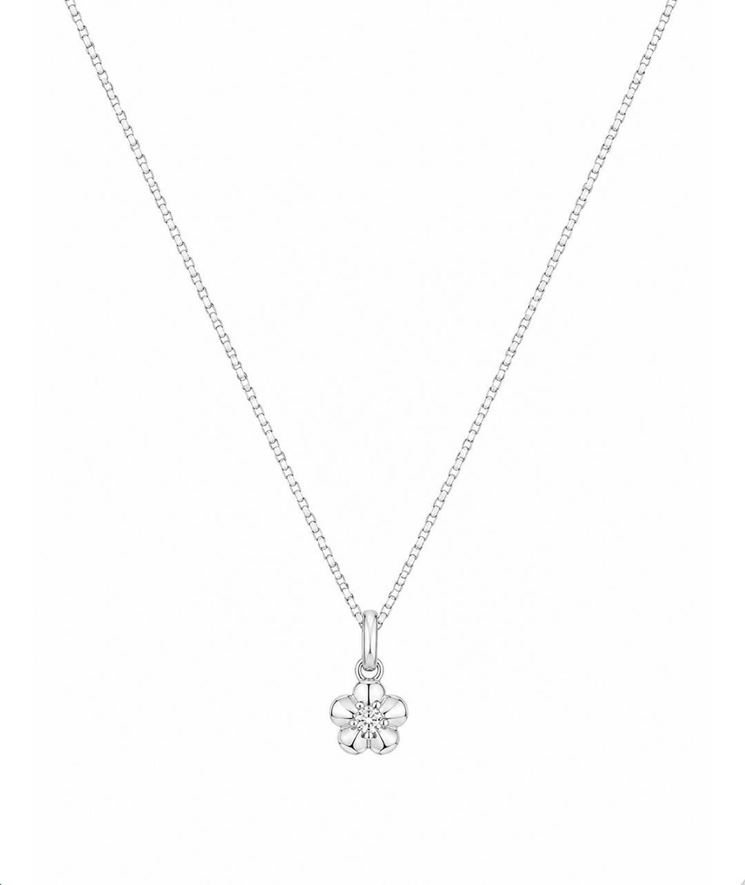 LT Sterling Silver CZ Flower Necklace
